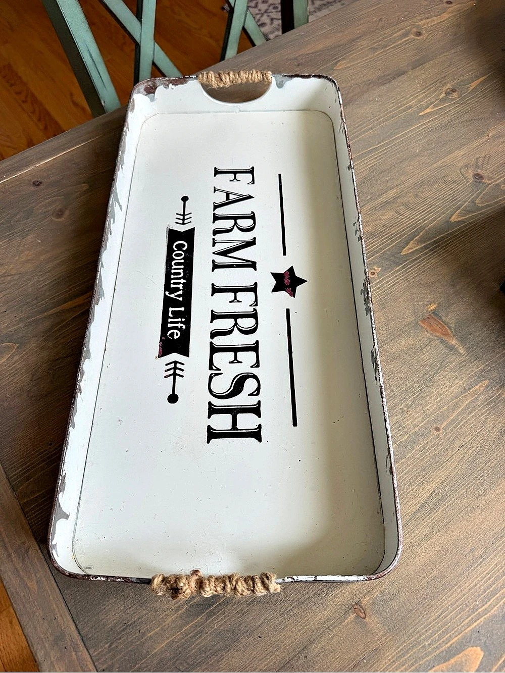 Farm Fresh Serving Tray White & Black